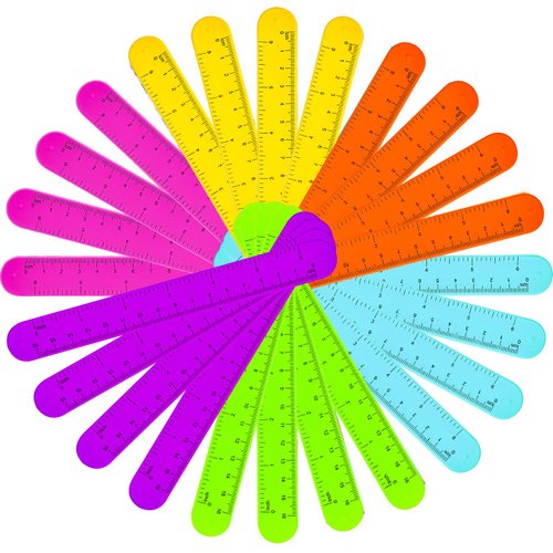 24 Pieces Ruler Slap Bracelets Bands Colorful Ruler Snap Bands Wristband for Kids Classroom School Prize Party Favors