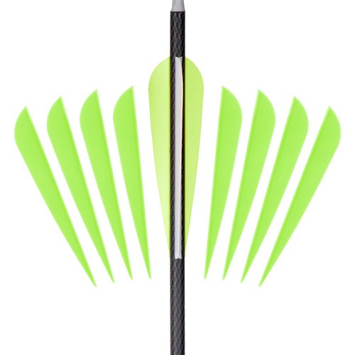Letszhu Arrows Vanes 4 Inch Plastic Feather Fletching for DIY Archery Arrows 50 Pack (Neon Yellow)