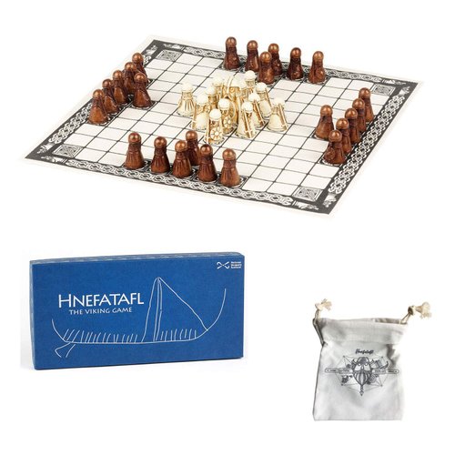 E-TAIL 24/7 Hnefatafl - The Viking Game - Authentic National Museums Scotland Version | Includes Uniquely Designed Cotton Drawstring Pouch/Bag for Playing Pieces