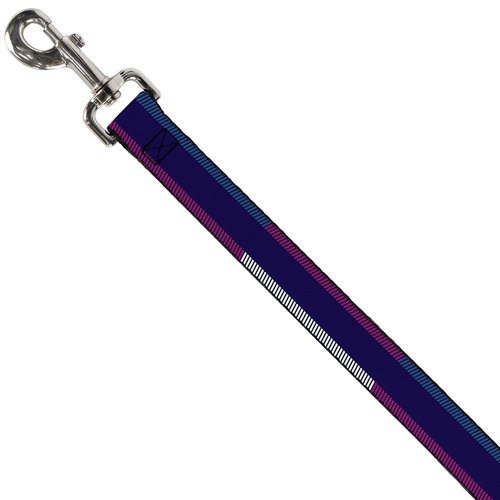 Dog Leash Hash Mark Stripe Navy Turquoise Fuchsia White 4 Feet Long 1.5 Inch Wide