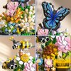 2 Flowers Bouquet Building Set Insect Collection Not Compatible with Lego, Mini Animals Bee & Sunflowers, Butterfly & Rose Botanical Stacking Building Blocks, Plant Bonsai Tree Ideal Gift