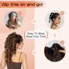SEIKEA 18" Highlight Ponytail Extension, PT002 Tia Claw Long Multi Layered Fluffy Thick Wavy Jaw Clip in Fake Pony Tails Fake Hair Soft Natural Hairpiece Chocolate Brown Caramel Blonde Highlights