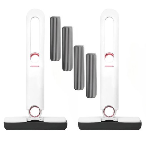2 Mini Mops + 4 Sponges, Small Mop for Small Spaces, Sponge Mop, Portable Mini Mop, Portable Self Squeeze Mop, Absorbent Wet Dry Mop, Self Wringing Mop (Mini mop)