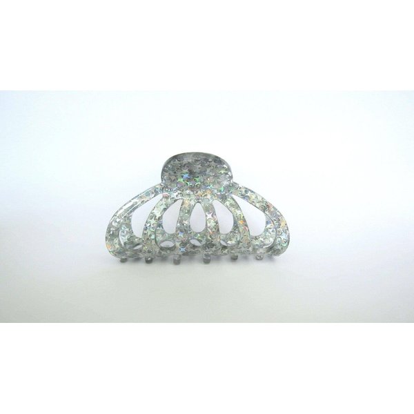 Generic Medium silver colorful glitter stars marbled hair claw clip