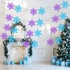 Yeaqee 4 Pcs 10.33 ft Snowflake Banner Garland White Blue Purple Glitter Hanging Garland Winter Party Decorations for Christmas Holiday Party Birthday Carnival