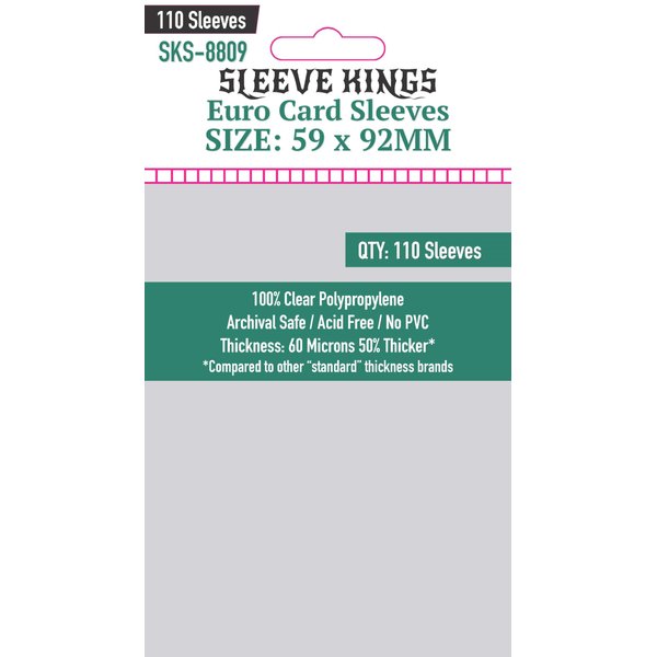 Sleeve Kings Euro Card Sleeves (59x92mm) - 110 Pack, 60 Microns