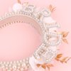 Pearl Bride Headband Bachelorette Party Decorations Bride Bride To Be Headband Bride Headband Wide Pearl Headband for Bachelorette Party, White Artificial Flower Headband for Bridal Shower Gift