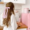 VOBOBE 4PCS Hair Bows for Women Girls, White Pink Satin Tassel Hair Ribbon Bowknot Hair Clips Barrettes for Girl with Small Long Tail Hair Accessories (White+Pink)