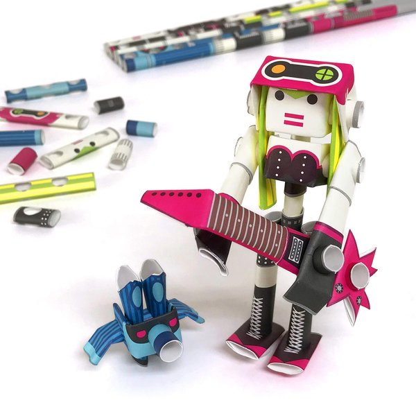 PIPEROID Linda & Doby Punk Rock Idol & Manager - Japanese 3D Paper Puzzle DIY Robot kit for Kids and Origami Kit for Adults