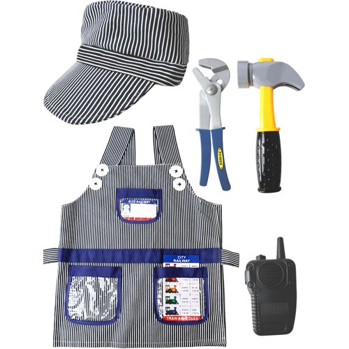 Flotory 7 Pcs Kids Train Engineer Costume Set Train Conductor Outfit Conductor Cap Train Conductor Dress Up Kit for Kids Halloween Role Play Career Day Pretend Party Cosplay