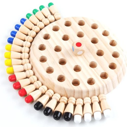Wooden Memory Chess Game, Wooden Memory Match Stick Chess Board Game, Wooden Memory Chess Educational Board Games Multi Player Family Games for Kids & Adults (Basic)