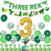 Dinosaur 3rd Birthday Decorations, 3 Rex Birthday Party Supplies - Three Rex Banner, Cake&Cupcake Toppers, Dinosaur Balloons,Temporary Tattoos for Roar I’m 3 Boys Girls Birthday