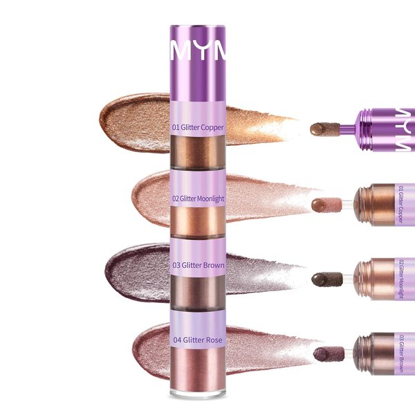 MYMERRY 4 in 1 Liquid Eyeshadow, Liquid Glitter Eyeshadow, Metallic Finish, Long Lasting, Quick-Drying, Gel-Based Formula, Creates High-Impact, Multi-Dimensional Eye Looks, 0.13 Fl Oz