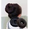 2PCS Hair Bun Maker French Hair Style Curler Accessories Donut Bun Maker Hair Ring Doughnut DIY Hair Styling Shaper Roll Bun Tool for Long Curly Straight Thick Thin Hair(black+brown)
