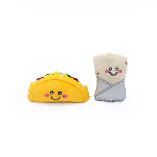 ZippyClaws NomNomz - Taco & Burrito Catnip Toy, Cute Cat Toys for Kittens & Indoor Cats, Funny Plush Cat Toy Gifts, Small Novelty Kitty Toys for Bored Cats