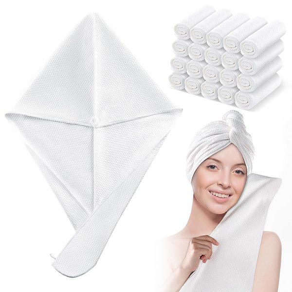 20 Pcs Microfiber Hair Towel Wrap for Women - Quick Dry Towels - Head Turbans Disposable Towels Wraps 10 Seconds Fast Drying Non-Drip, Clean and Hygienic, Travel Home Easy to Use