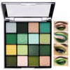 WYBLZPXZ 16 Colors Green Shimmer Eyeshadow Palette,Matte Metallic Waterproof Eye Shadow Palette,Highly Pigmented Sparkly Eye Shadow Pallet Shiny Yellow Brown Pressed Eyeshadow Makeup Powder Palette
