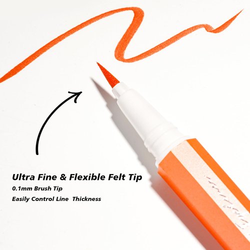 YES.EYE DO Ultra Fine Felt Tip Orange Liquid Eyeliner - Long Lasting Semi Matte Colorful Eye Liner Pen - High Pigment for Intense Color - Water Removable - Party Makeup Body Art Use (Tangerine Burst)