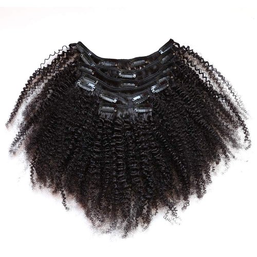 ZigZag Hair Afro Kinky Curly Clip In Human Hair Extensions Brazilian Virgin African American 4B 4C Clip in Hair Extensions Natural Clip Ins For Black Women (14inch, 4B 4C)