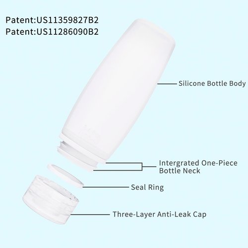 Silicone Travel Bottles for Toiletries TSA Approved Travel Size Containers Set 4 Pack Portable Leak Proof Refillable Cosmetic Squeeze Bottles Shampoo Hair Conditioner Body Lotion Bath Shower Gel