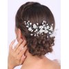 Jumwrit Wedding Hair Comb Rhinestone Teardrop Hair Comb Pearl Flower Hair Comb Bridal Headpiece for Wedding Brides Bridesmaids Hair Accessories(Silver)