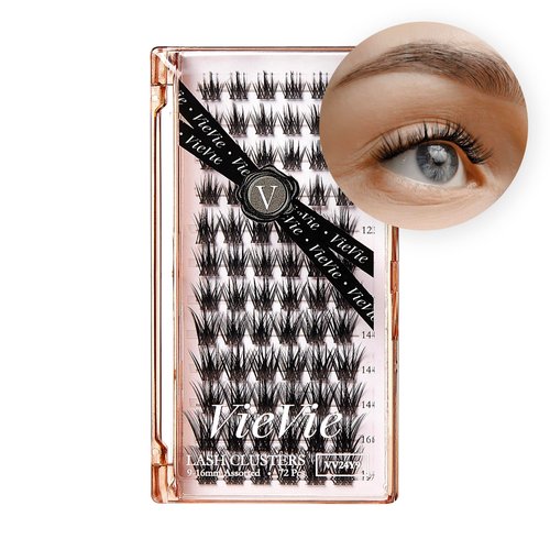 VieVie Lash Clusters 72pcs DIY Eyelash Extension Lashes, 9-16mm Mix Individual Eyelashes, Natural Look DIY Lash Extension (Cluster 04)