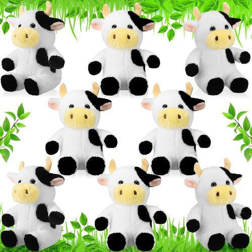 Wettarn 8 Pcs Cow Stuffed Animal 9.4'' Cow Plush Toys Cow Party Decorations for Girls Boys