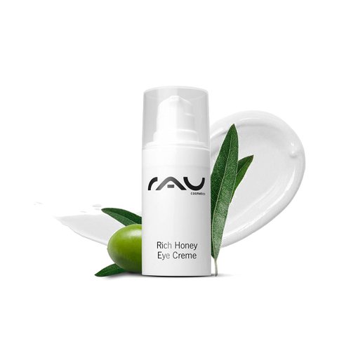 RAU Rich Honey Eye Cream (0.51 oz) - Rich anti-aging eye care with shea & cocoa butter, avocado oil, green tea, rose water & vitamin E - dry, sensitive & mature skin.