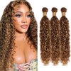 Highlight Water Wave Bundle P4/27 Human Hair Bundles 26 28 30 Inch Honey Blonde Water Wave 3 Bundles Brazilian Virgin Ombre Brown Water Wave Bundles Human Hair Extensions