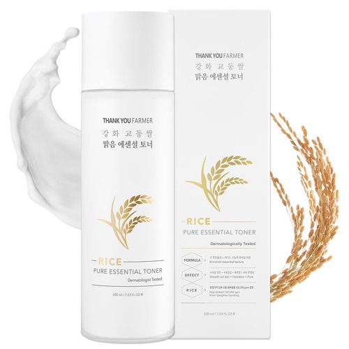 THANKYOU FARMER Rice Pure Essential Facial Toner for Woman 7.03 oz - Hydrating Rice Toner for Face with Niacinamide & Centella, Milk Toner for Glass Skin - Vegan Korean Skin Care for Dry Skin