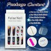 Long Press on Nails Coffin Fake Graffiti Flower Full Cover Glue Eye Stars Moon Acrylic with Rainbow Designs Nail Art Decorations for Women Girls