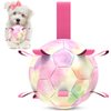 QDAN Dog Toys Soccer Ball with Straps, Puppy Balls Dog Balls for Small Medium Dogs, Dog Water Toys Pool Toys, Puppy Dog Birthday Gifts, Rainbow（6 Inch）