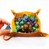 HAOMEJA DND Dice Tray Bag & Tray with Button Role Playing Dice Bag Leather dice Bag Jewelry Coin & Small Accessories Bag Storage Bag (Brown)