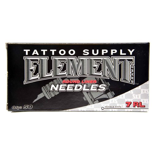 ELEMENT TATTOO SUPPLY - Tattoo Needles - Long Bar - Round Liner - Tight - Box of 50 - Long Taper - 7RL