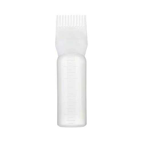 White Brush Bottle with Comb, Shampoo Hair Color Hair Dyeing Bottle, Oil Applicator Bottle for Hair, Applicator Brush Bottle for Roots Professional Process Coloring and Highlighting Tools(ZS405)