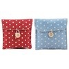 GBSTORE 2 Pcs 1 Red and 1 Blue Sanitary Napkins Bag Menstrual Cup Pouch Nursing Pad Holder Cute Polka Dot Cotton 4.7x4.7 inch Washable Organizer Storage
