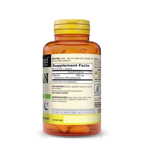 MASON NATURAL Valerian Root 500 mg - Natural Sleep Aid, Promotes Healthy and Restful Sleep, Herbal Supplement, 60 Capsules (Pack of 3)