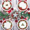 chiazllta 48 PCS Christmas Party Paper Plates Supplies Disposable Christmas Poinsettia Party Dessert Plates Christmas Themed Party Favors Decorations for Holiday New Year