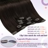 LaaVoo Clip in Hair Extensions Real Human Hair Dark Brown Hair Extensions Clip ins Remy Human Hair Darkest Brown Human Hair Clip in Extensions Silky Straight 18inch 5pcs/80g