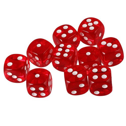 Yiotfandoll 10PCS Polyhedral Dice D6 Dice 16mm Acrylic Dice Game Dice for RPG MTG DND Dice Table Games (Transparent Red)