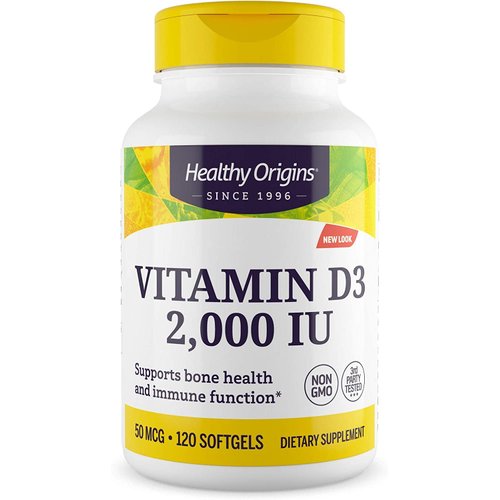 Healthy Origins Vitamin D3 (Lanolin) 2,000 IU - Bone Health and Immune Support Supplement - Easil...