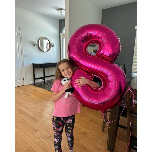 Hot Pink 8 Balloon, Number Balloons 40 Inch, 8th Birthday Decorations for Girls, Birthday Balloons, Hot Pink Party Supplies, Number 8 Balloon
