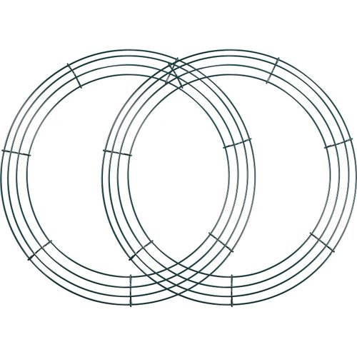 Sumind 2 Pack Christmas Wire Wreath Frame Wire Wreath Making Rings Green for New Year Valentines Decoration (14 Inch)