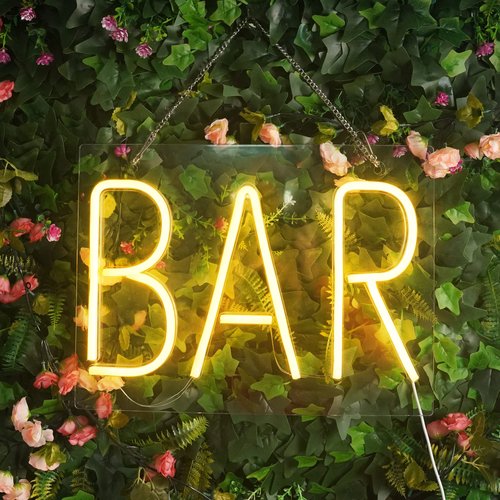 JIURUIFFC Neon Bar Signs Bar Neon Light USB Powered Bar Neon Signs for Wall Decor Bright LED Bar Sign with Hang Chain for Home Bar Club Bistro Party Warm White
