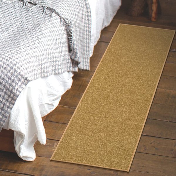 Ottomanson Oscar Collection Non-Slip Rubberback Solid 2x5 Indoor Runner Rug, 20" x 59", Beige