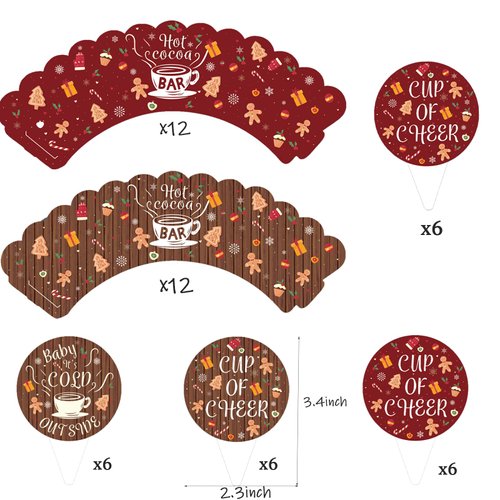 Hot Cocoa Bar Party Supplies Toppers and Wrappers for Wintertime Holiday Christmas Party Happy New Year Party Baby It's Cold Outside Party Supplies Decorations