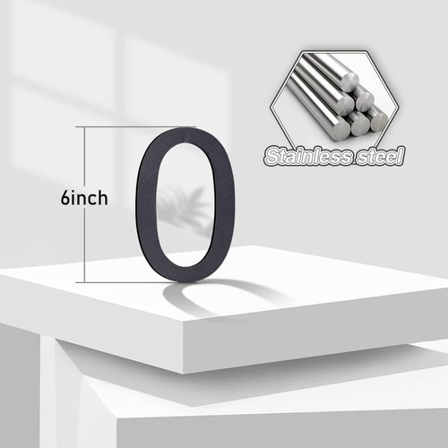 6 Inch Self-adhesive House Numbers,Stainless Steel House Number for Outside,Big Modern House Numbers, Garden Door Address Numbers for House, 911 Visibility Signage(7)