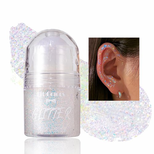 Holographic Body Glitter Gel for Body Face Hair Lip Makeup,Roll-on Face Glitter for Mermaid Makeup Festival Rave Accessories,Body Shimmer Halloween Makeup for Rave Party -25ml (Body Glitter 01#)