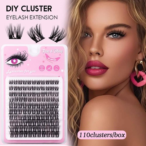 Eyelash Clusters -Wispy Lash Clusters, Individual Lashes, Mixed Lash Clusters, False Eyelash Extensions, DIY Lash Extension for Self Application (FD10-4 C-Curl 0.05D 70D 110PCS 10-14mm Mix)