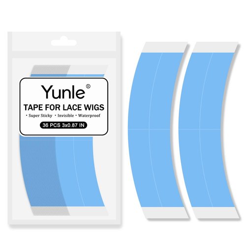 Yunle 36 PCS Lace Front Wig Tape Double Sided Wig Tape for Lace Wigs Blue Strong Adhesive Tape Waterproof Lace Tape for Wigs Toupee Hairpiece Blue 1/4